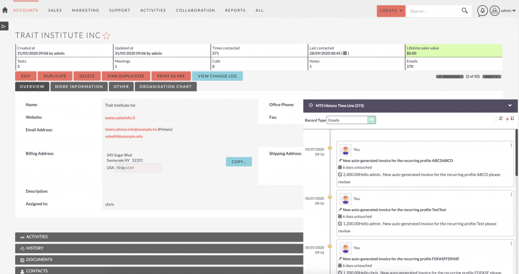 SuiteCRM Addon - MTS History Time Line V2- Panel View