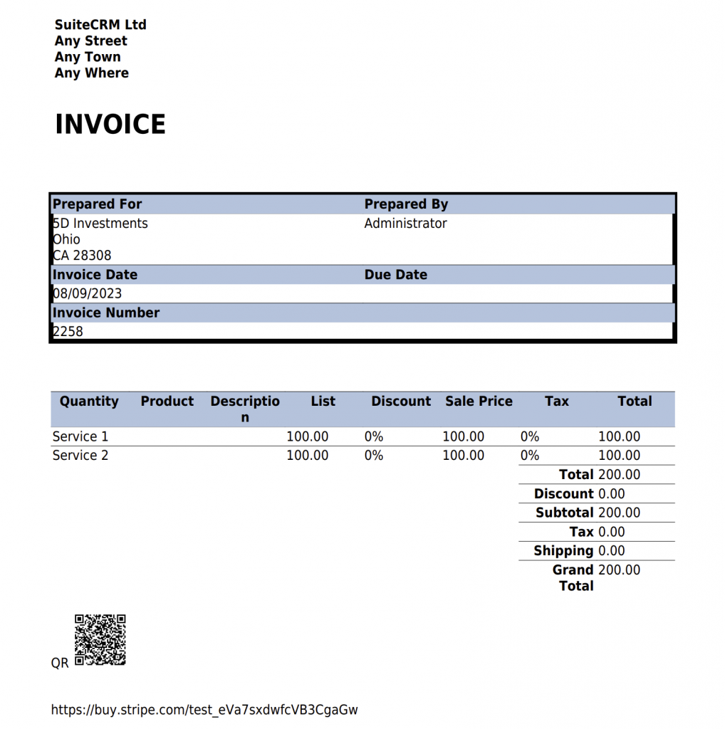 Insert the payment link in the invoice to send for the client with Stripe Integration
