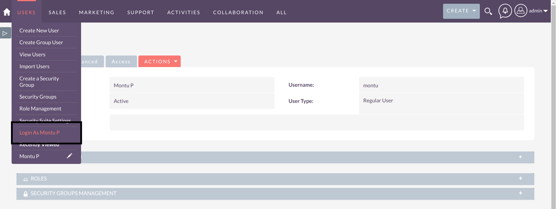 SuiteCRM Admin managing tasks via Sudo Login