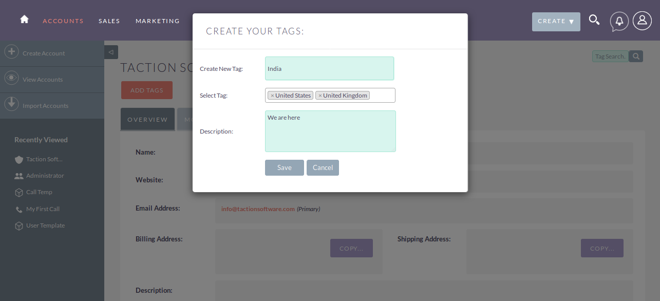 Managing records with tags.