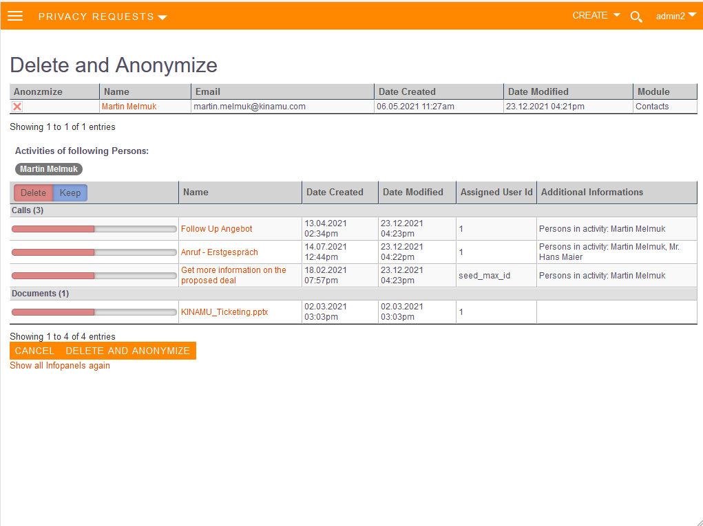 SuiteCRM integration for comprehensive data protection
