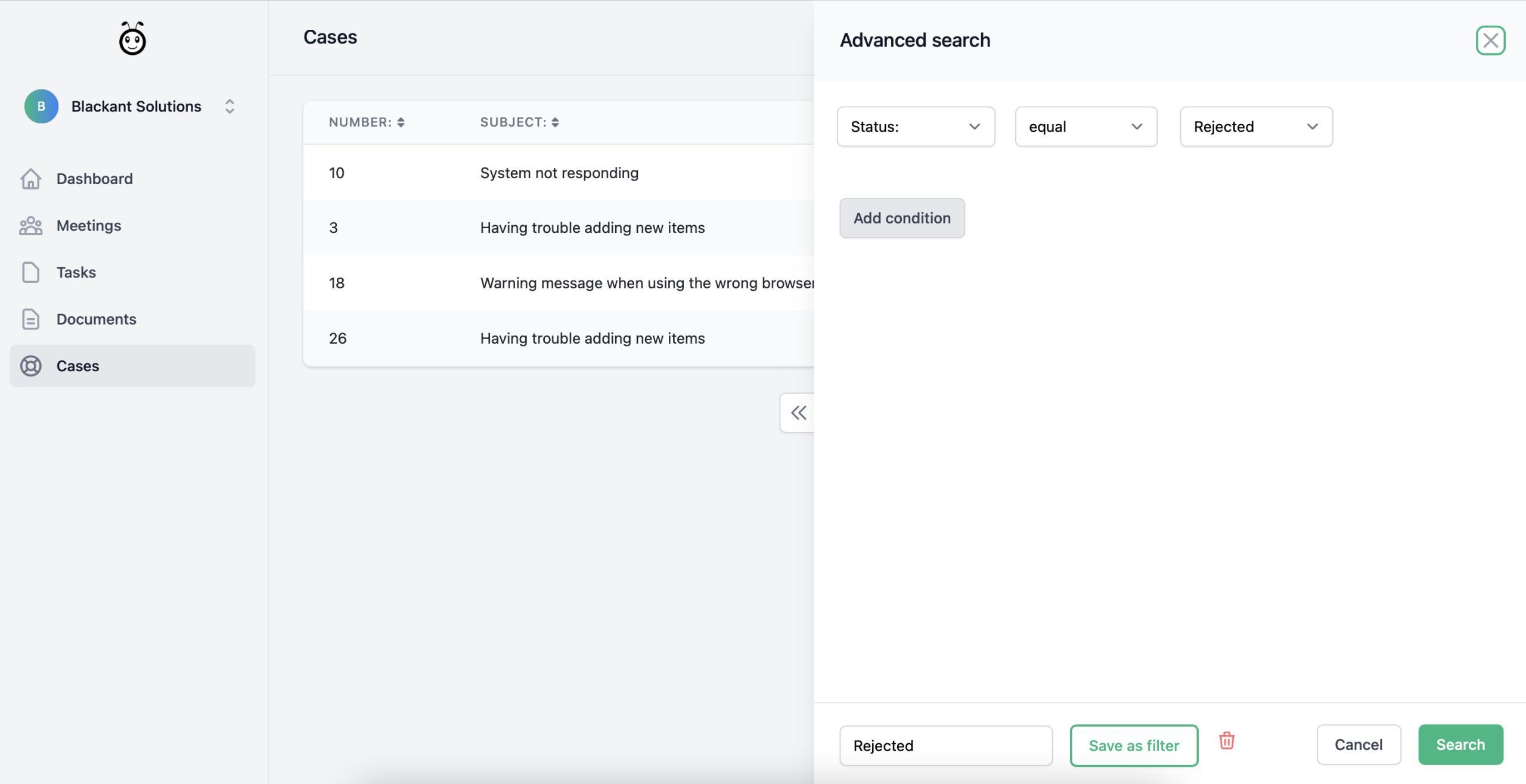 SuiteCRM's comprehensive service request interface