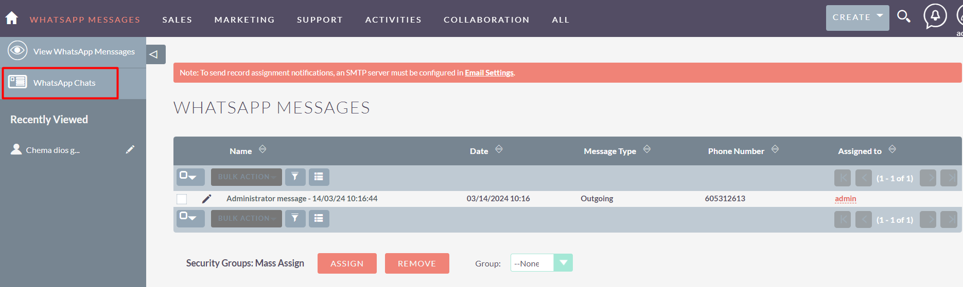 Integrated CRM dashboard