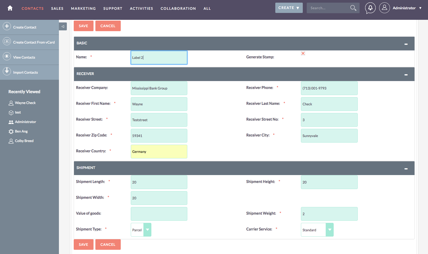 Multiple carrier options within Shipcloud Connector