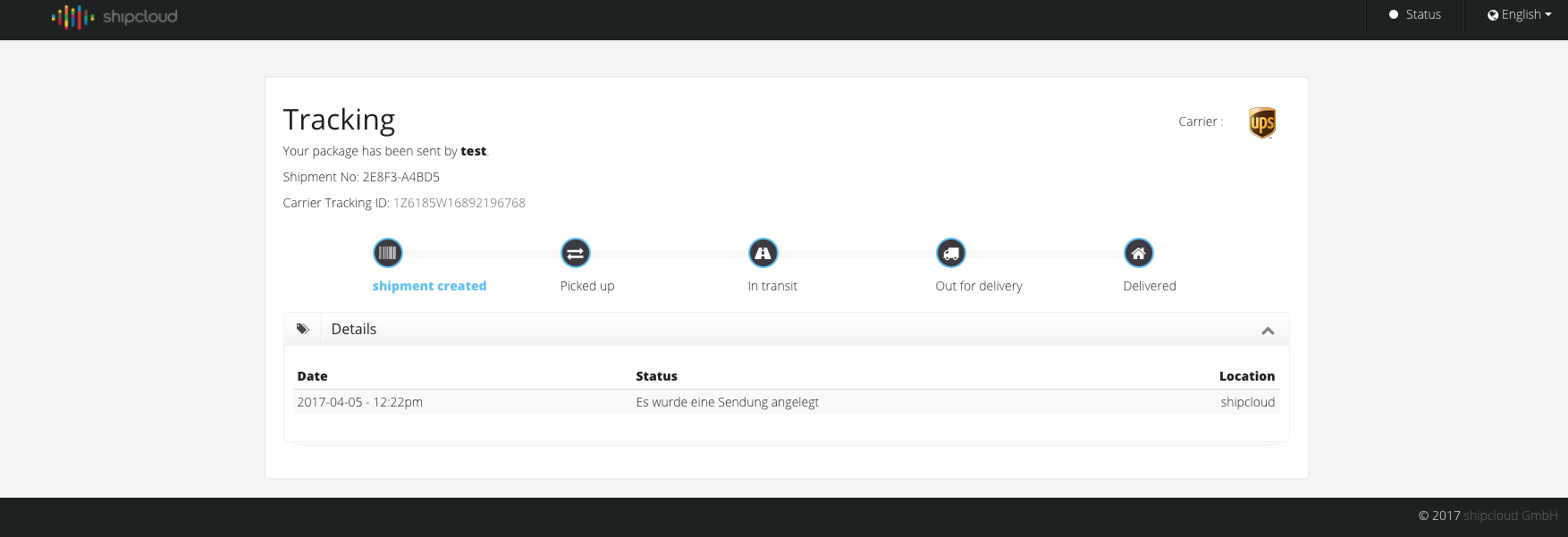 Tracking shipping labels via Shipcloud Connector