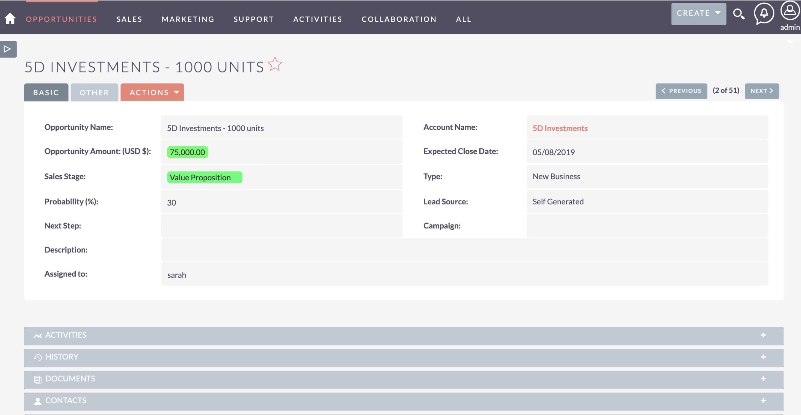 Example of quick search in MTS SubPanel Search